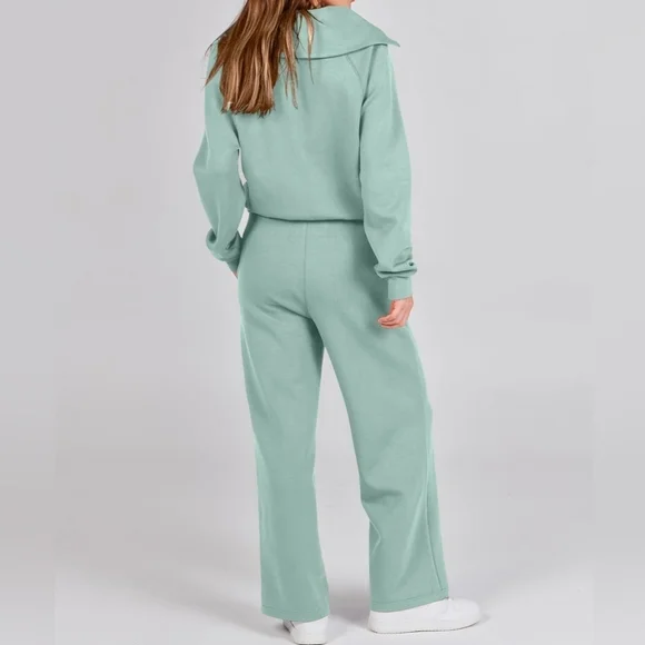 Mint Green Wide-Leg Lounge Set – Size Large - Picture 4 of 8